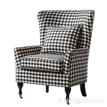 Sedia per il braccio del tempo libero plaid bianco e nero